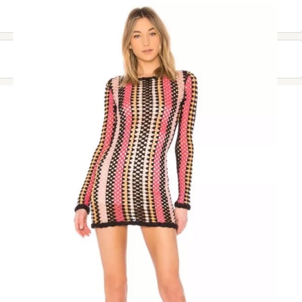 NBD Sya Dress Tonal Coral Black Revolve size S